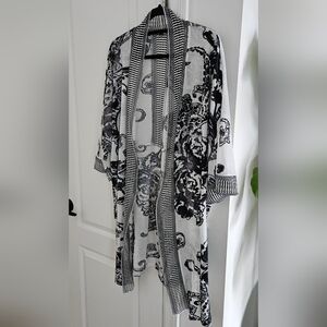 Cativa Monochrome Striped Duster/kimono with Accents